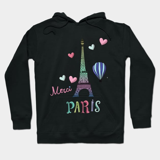 Colorful Paris Art Hoodie by AlondraHanley